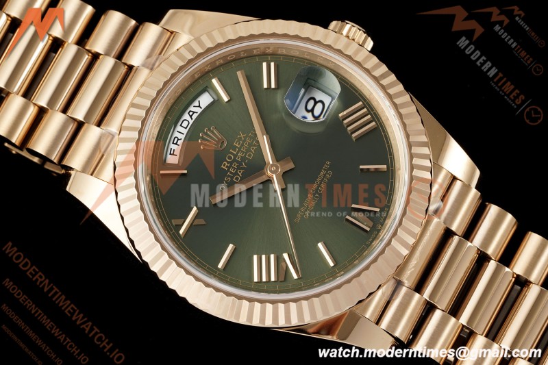 Rolex - DayDate 228235 Gain Weight 40mm Flt Pres RG/RG Green/Rmn VSF DD3255