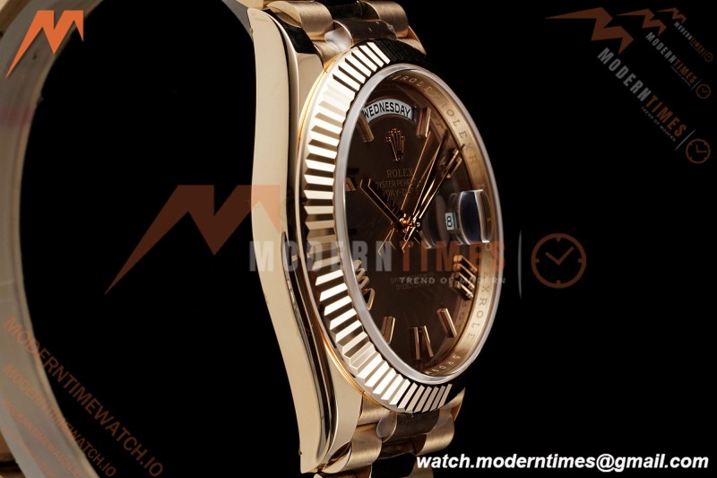 Rolex - DayDate 228235 Gain Weight 40mm Flt Pres RG/RG Brn/Rmn VSF DD3255