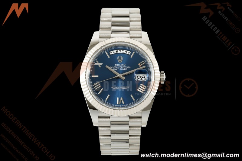 Rolex - DayDate 228239 Gain Weight 40mm Flt Pres SS/SS Blu/Rmn VSF V2 DD3255 | 롤렉스 - 데이데이트 228239 Gain Weight 40mm 플루티드 프레지던트 스테인리스 스틸/스테인리스 스틸 블루/로마 숫자 VSF V2 DD3255