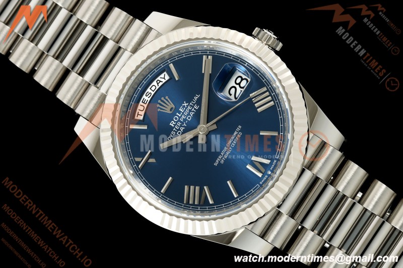 Rolex - DayDate 228239 Gain Weight 40mm Flt Pres SS/SS Blu/Rmn VSF V2 DD3255 | 롤렉스 - 데이데이트 228239 Gain Weight 40mm 플루티드 프레지던트 스테인리스 스틸/스테인리스 스틸 블루/로마 숫자 VSF V2 DD3255