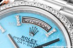 Rolex - DayDate 36mm 128349 Flt Pres SS/SS Turquoise Blue/Dia RAF A2836