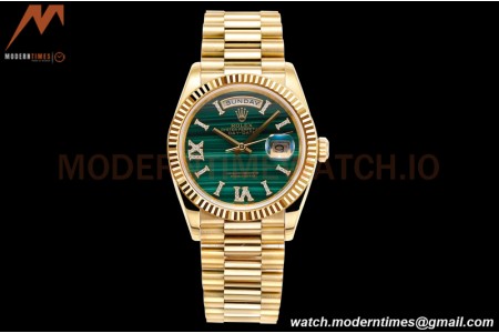 Rolex - DayDate 36mm 128238 Flt Pres YG/YG Malachite Green RAF A2836