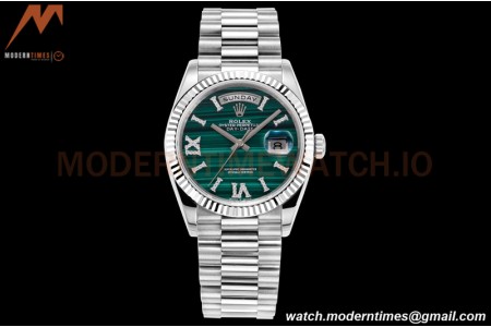 Rolex - DayDate 36mm 128238 Flt Pres SS/SS Malachite Green RAF A2836