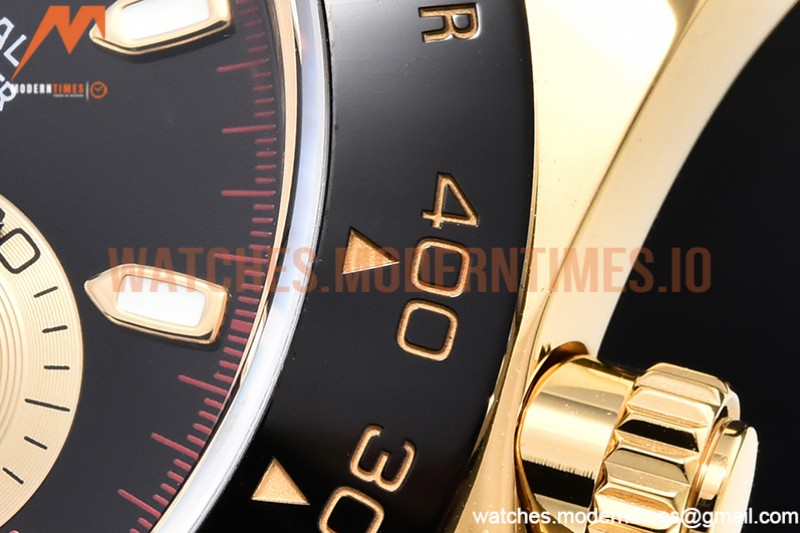 Rolex - Daytona 116518 904L YG/RU Blk/Stk QF Asia 4130