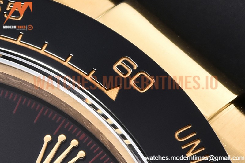 Rolex - Daytona 116518 904L YG/RU Blk/Stk QF Asia 4130