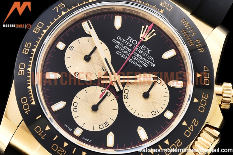 Rolex - Daytona 116518 904L YG/RU Blk/Stk QF Asia 4130