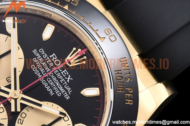 Rolex - Daytona 116518 904L YG/RU Blk/Stk QF Asia 4130