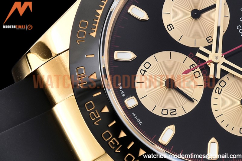 Rolex - Daytona 116518 904L YG/RU Blk/Stk QF Asia 4130