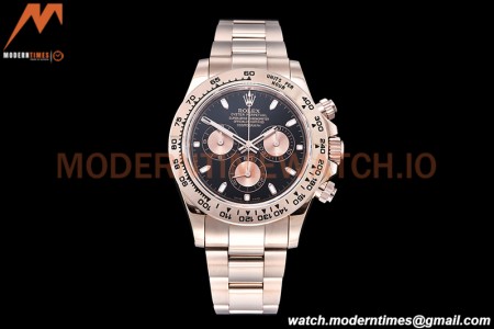Rolex - Daytona 116505 904L RG/RG Blk/Stk QF V3 SH4130