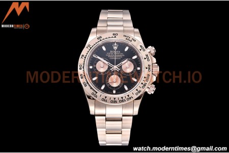 Rolex - Daytona 116505 904L RG/RG Blk/Stk QF V3 SH4130