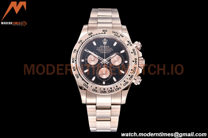 Rolex - Daytona 116505 904L RG/RG Blk/Stk QF V3 SH4130