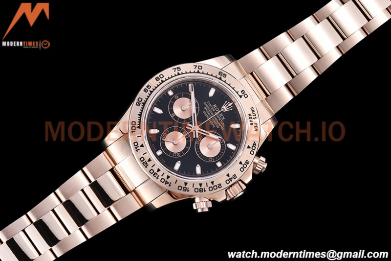 Rolex - Daytona 116505 904L RG/RG Blk/Stk QF V3 SH4130