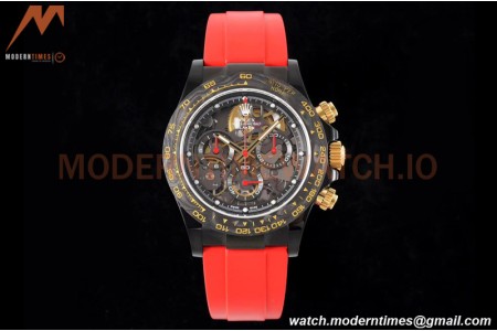 Rolex - Daytona Blaken 40mm CER 904L PVD/RU Blk/Red Skeleton GETF SA4130