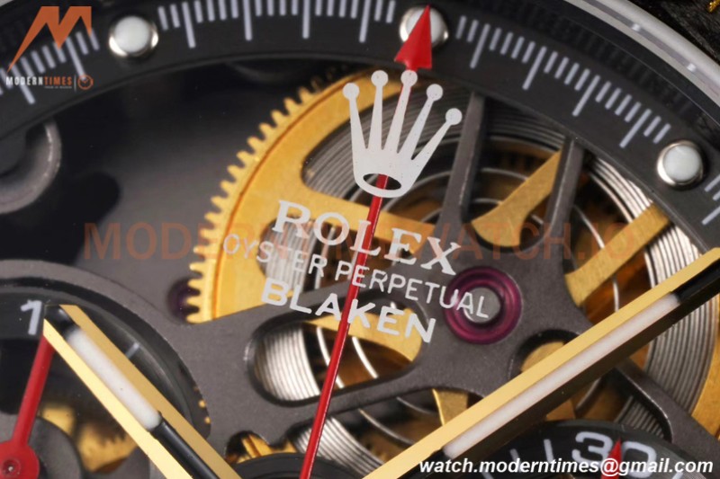 Rolex - Daytona Blaken 40mm CER 904L PVD/RU Blk/Red Skeleton GETF SA4130