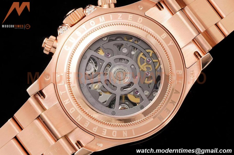 Rolex - Daytona Blaken 40mm CER 904L RG/RG Rainbow Diamond Skeleton GETF SA4130