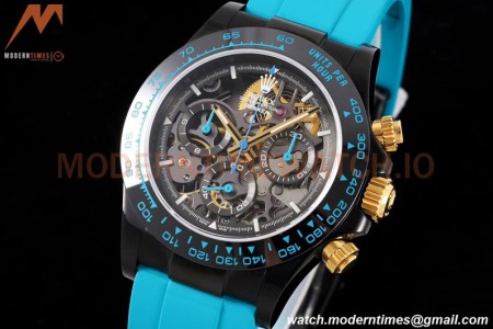 Rolex - Daytona Blaken 40mm CER 904L PVD/RU Blk/Blu Skeleton GETF SA4130