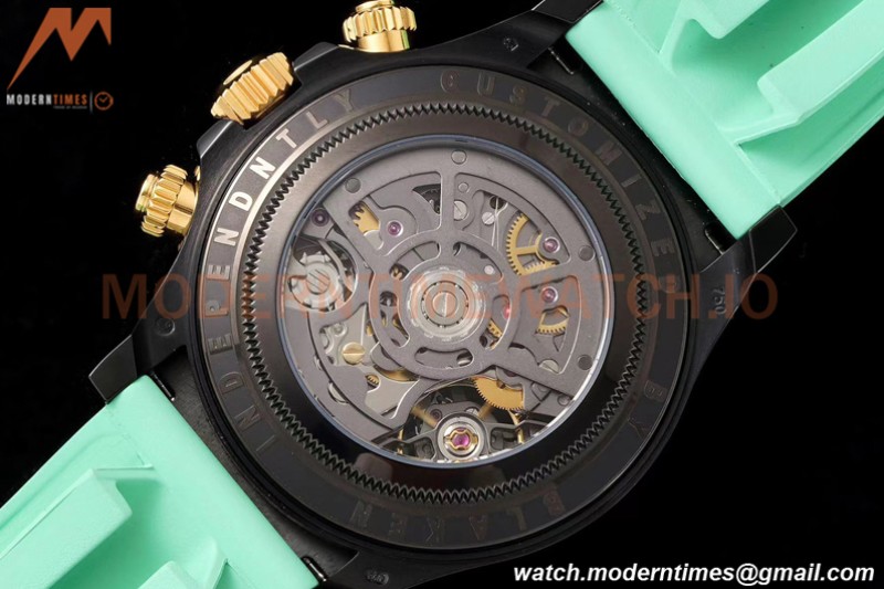 Rolex - Daytona Blaken 40mm CER 904L PVD/RU Blk/Grn Skeleton GETF SA4130