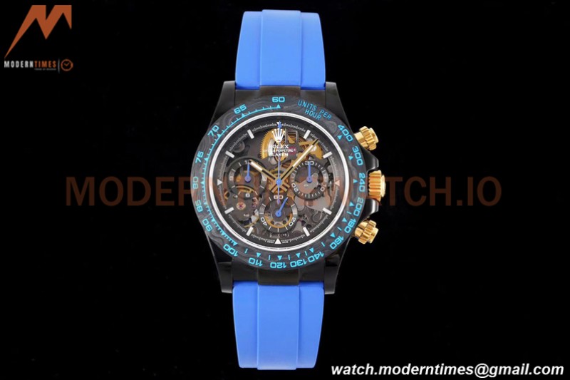 Rolex - Daytona Blaken 40mm CER 904L PVD/RU Black/Blue Skeleton GETF SA4130