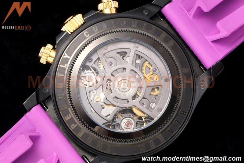 Rolex - Daytona Blaken 40mm CER 904L PVD/RU Black/Purple Skeleton GETF SA4130