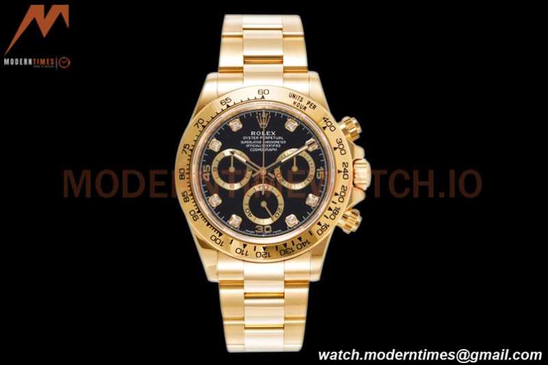 Rolex - Daytona 116508 40mm 904L YG/YG Blk/Gold/Diam King SH4130