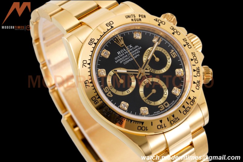 Rolex - Daytona 116508 40mm 904L YG/YG Blk/Gold/Diam King SH4130