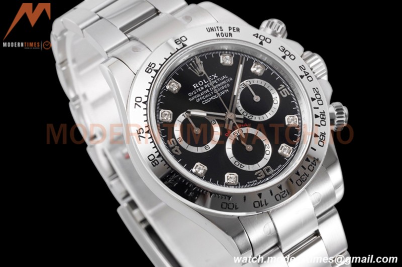 Rolex - Daytona 116509 40mm 904L SS/SS Blk/Diam King SH4130
