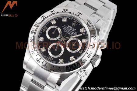 Rolex - Daytona 116509 40mm 904L SS/SS Blk/Diam King SH4130