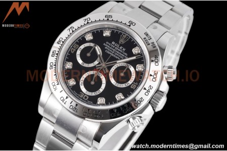 Rolex - Daytona 116509 40mm 904L SS/SS Blk/Diam King SH4130