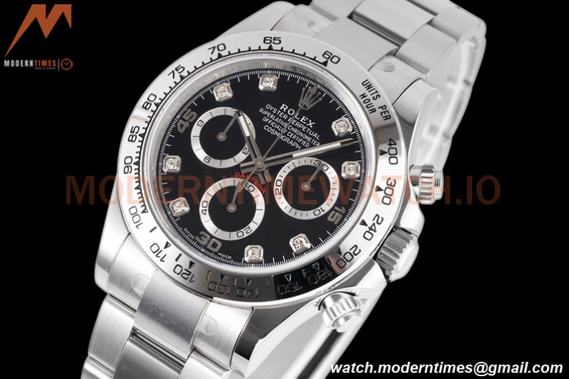 Rolex - Daytona 116509 40mm 904L SS/SS Blk/Diam King SH4130