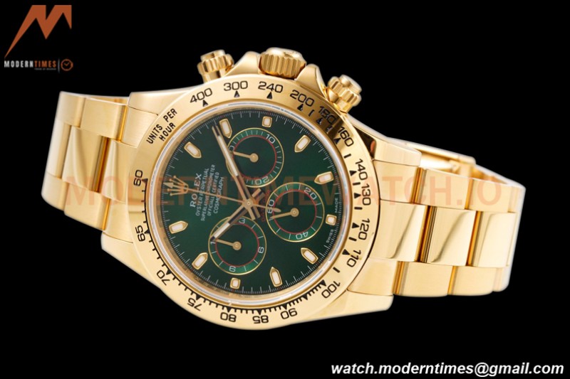 Rolex - Daytona 116508 40mm 904L YG/YG Grn/Stk King SH4130