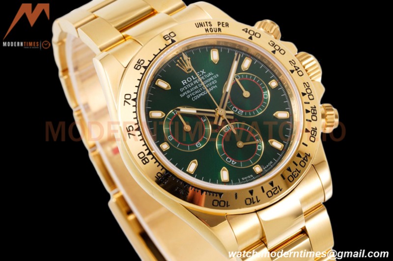 Rolex - Daytona 116508 40mm 904L YG/YG Grn/Stk King SH4130