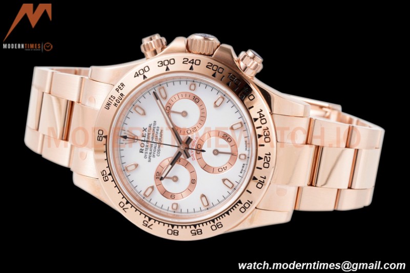 Rolex - Daytona 116505 40mm 904L RG/RG Wht/Stk King SH4130