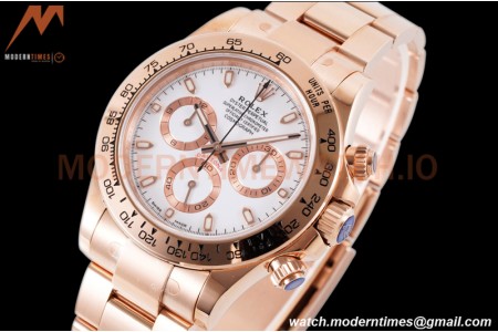 Rolex - Daytona 116505 40mm 904L RG/RG Wht/Stk King SH4130