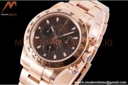Rolex - Daytona 116505 40mm 904L RG/RG Brn/Blk/Stk King SH4130