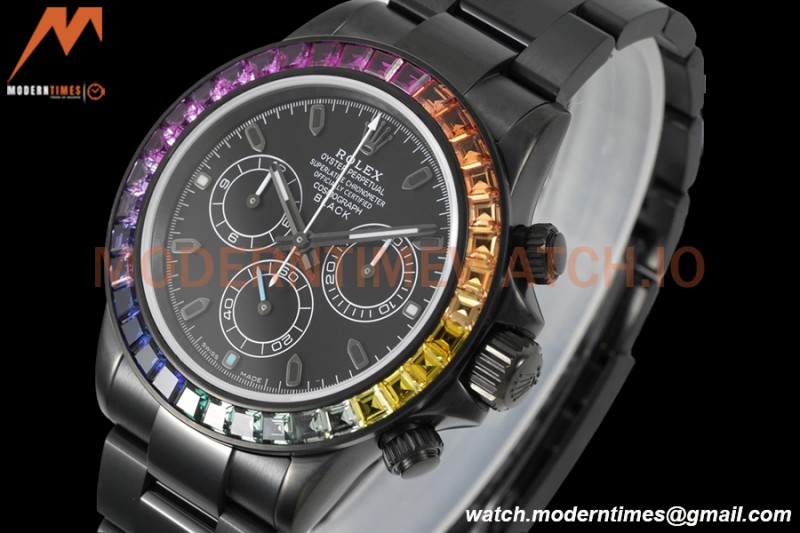 Rolex - Blaken Daytona Rainbow 40mm Diamond DLC/DLC Black/Stk TWF A4130