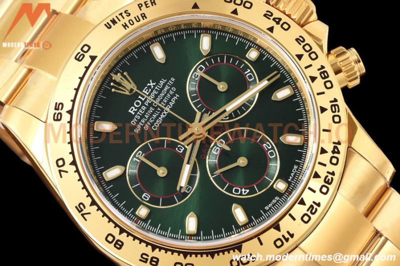 Rolex - Daytona 116508 40mm 904L YG/YG Grn/Stk VSF DD4130