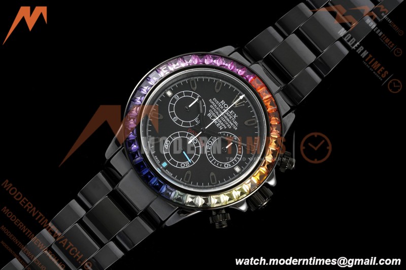 Rolex - Blaken Daytona Rainbow 40mm Diamond DLC/DLC Black/Stk Sonic DD4130 | 롤렉스 - 블레이큰 데이토나 레인보우 40mm 다이아몬드 DLC/DLC 블랙/Stk 소닉 DD4130