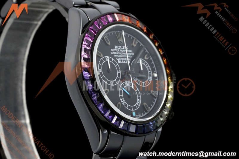 Rolex - Blaken Daytona Rainbow 40mm Diamond DLC/DLC Black/Stk Sonic DD4130 | 롤렉스 - 블레이큰 데이토나 레인보우 40mm 다이아몬드 DLC/DLC 블랙/Stk 소닉 DD4130