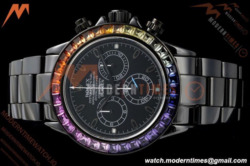 Rolex - Blaken Daytona Rainbow 40mm Diamond DLC/DLC Black/Stk Sonic DD4130 | 롤렉스 - 블레이큰 데이토나 레인보우 40mm 다이아몬드 DLC/DLC 블랙/Stk 소닉 DD4130