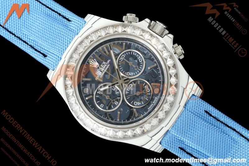Rolex - Daytona ZIF Remould 40mm White Carbon Nylon Strap Blue Skeleton GETF DD4802
