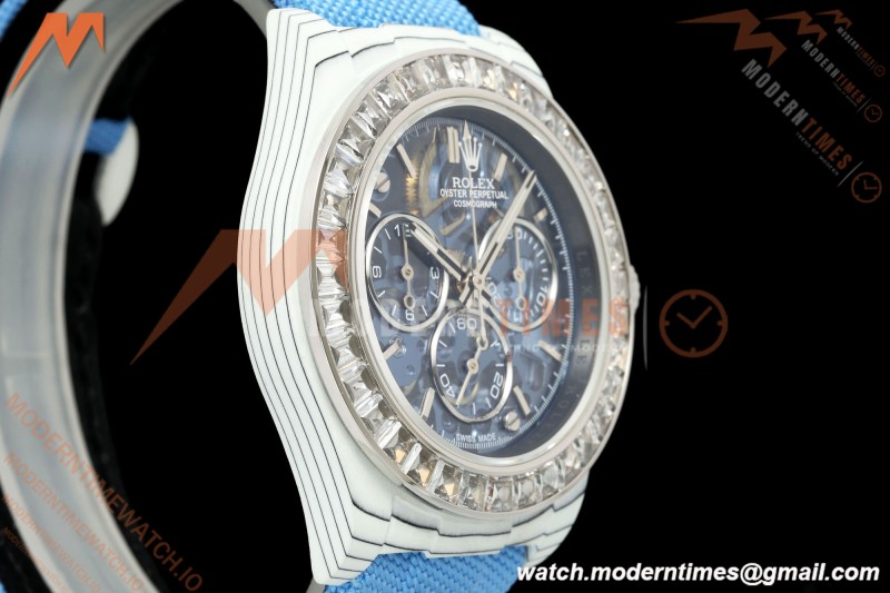Rolex - Daytona ZIF Remould 40mm White Carbon Nylon Strap Blue Skeleton GETF DD4802