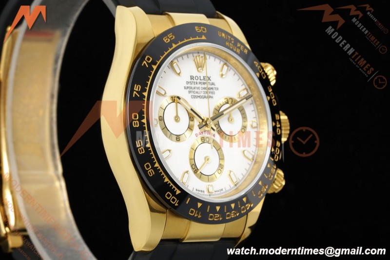 Rolex - Daytona 116518LN 40mm Gain Weight CER/YG/RU Wht/Stk QF V11 SH4130