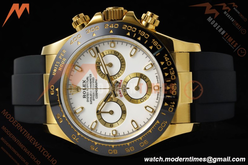 Rolex - Daytona 116518LN 40mm Gain Weight CER/YG/RU Wht/Stk QF V11 SH4130