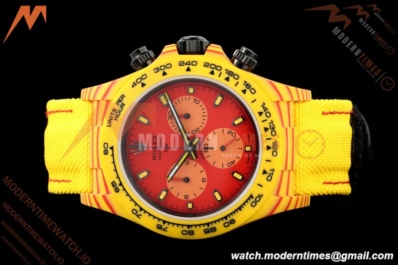 Rolex - Daytona DiW Volcano 40mm Yellow Carbon Fiber FC/NY Red Dial DIWF DD4801