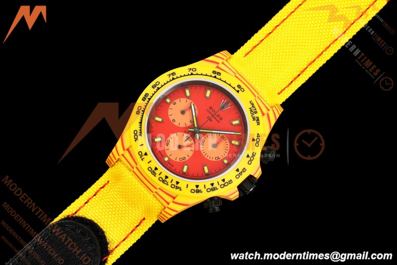 Rolex - Daytona DiW Volcano 40mm Yellow Carbon Fiber FC/NY Red Dial DIWF DD4801