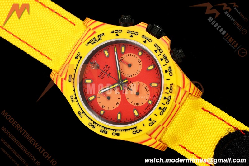 Rolex - Daytona DiW Volcano 40mm Yellow Carbon Fiber FC/NY Red Dial DIWF DD4801