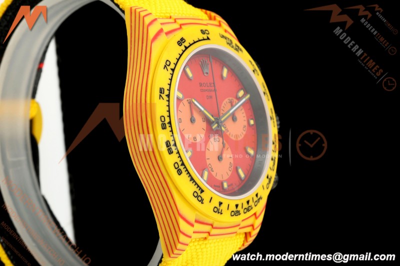 Rolex - Daytona DiW Volcano 40mm Yellow Carbon Fiber FC/NY Red Dial DIWF DD4801
