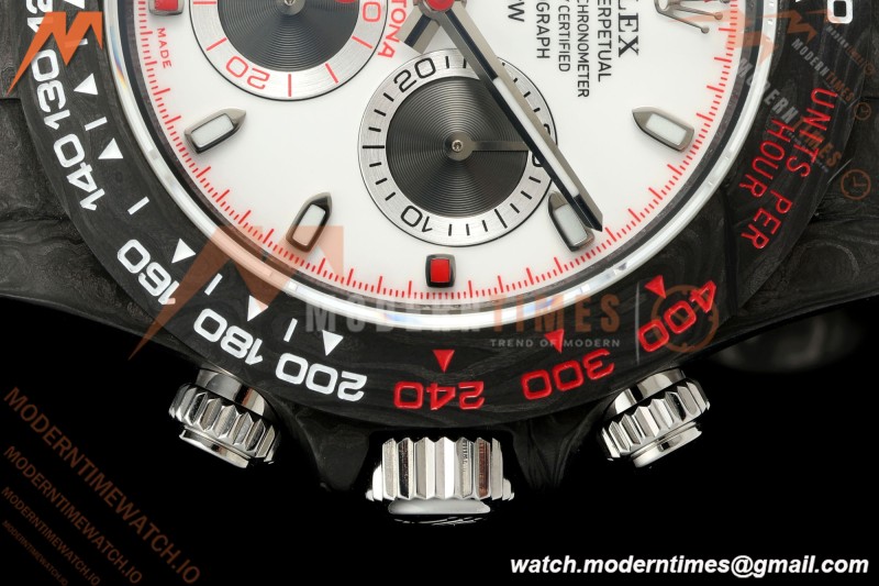 Rolex - Daytona 40mm DiW Speedster White Black Carbon Fiber FC/NY White Dial N6F SA4130 | 롤렉스 - 데이토나 40mm DiW 스피드스터 화이트 블랙 카본 파이버 FC/NY 화이트 다이얼 N6F SA4130