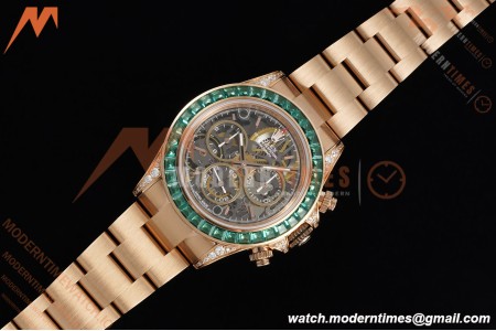 Rolex - Daytona Artisans De Genève “Poetry of Lights” RG/RG Emeralds Skeleton Dial ADGF SA4130