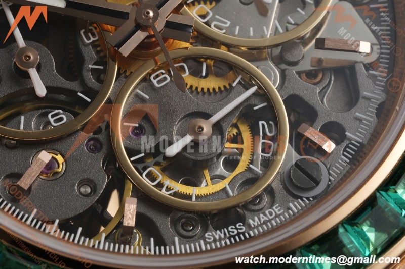 Rolex - Daytona Artisans De Genève “Poetry of Lights” RG/RG Emeralds Skeleton Dial ADGF SA4130 | 롤렉스 - 데이토나 아르티장 드 제네브 "빛의 시" RG/RG 에메랄드 스켈레톤 다이얼 ADGF SA4130